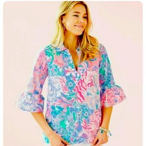 NWT Lilly Pulitzer Ginger Top - Viva La Lilly, Blue Peri